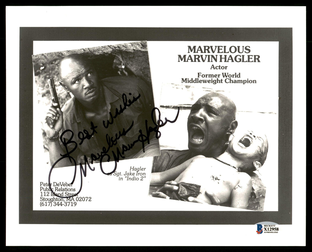Marvelous Marvin Hagler Autographed 8x10 Photo "Best Wishes" Beckett BAS #X12958