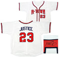 Atlanta Braves Dave Justice Autographed White Jersey A-Town JSA Stock #202343