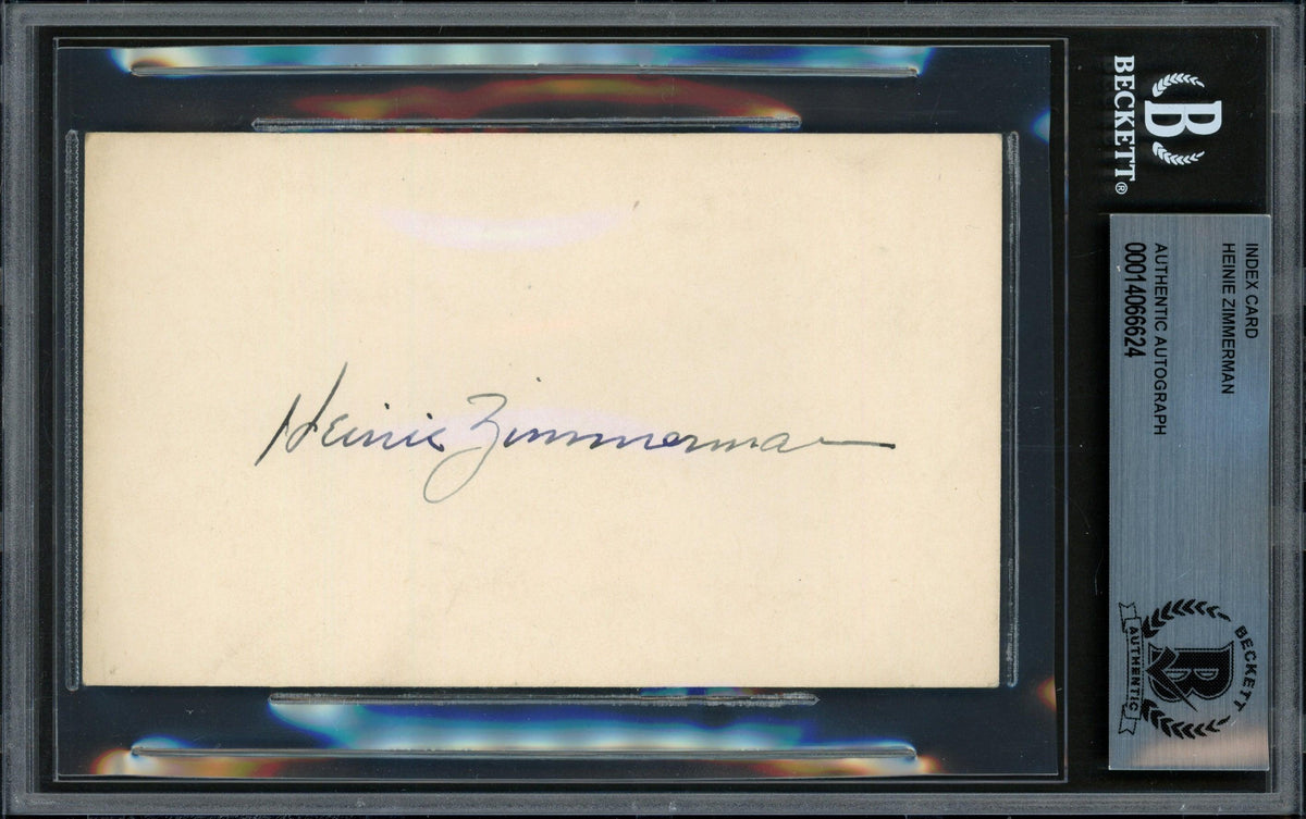 Heinie Zimmerman Autographed 3x5 Index Card Cubs, NY Giants Beckett BAS #14066624