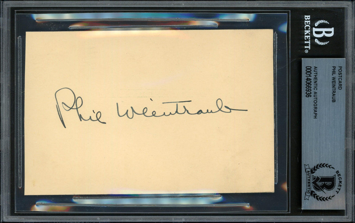 Phil Weintraub Autographed 3.25x5.5 Government Postcard New York Giants Beckett BAS #14066936