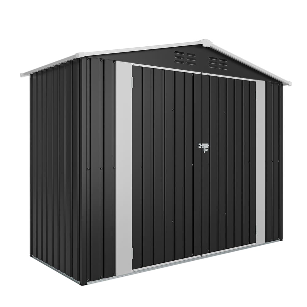 8 x 4 FT Outdoor Metal Storage Shed, Lockable Steel Garden Shed with Latch, Weather-Resistant Utility Shed for Backyard, Patio & Lawn, Black (8X4 FT)