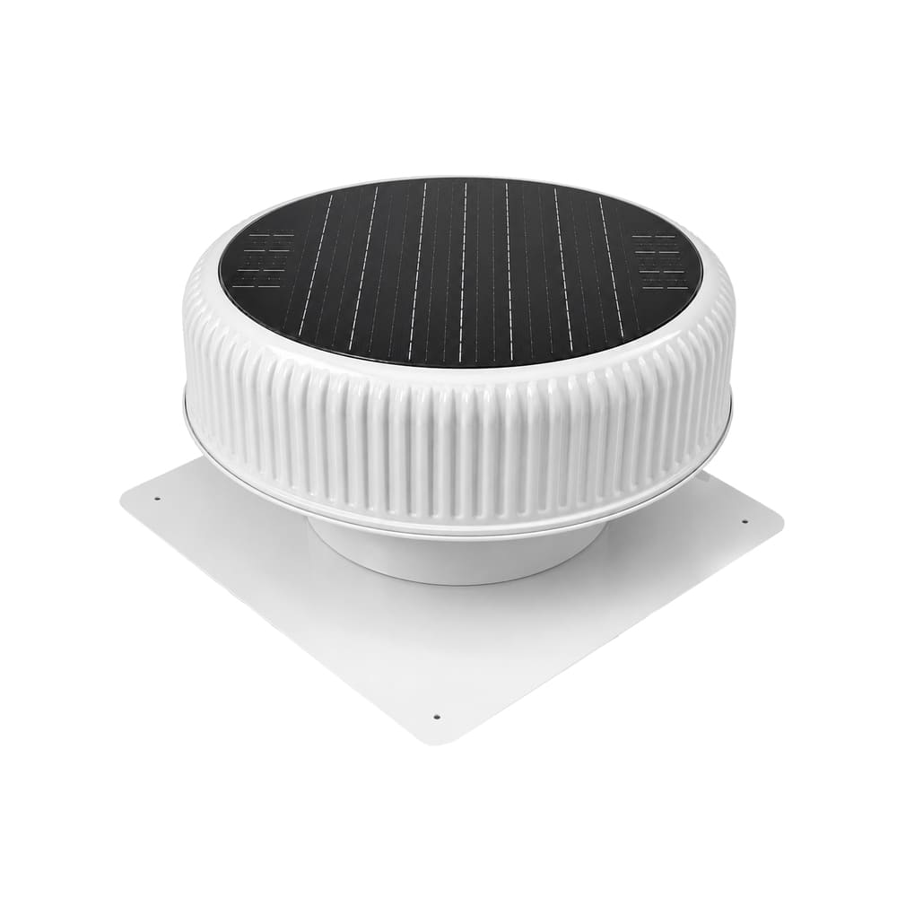 12-Inch Flush-Mount Round Solar Roof Vent Fan, 30W Dual-Power Attic Exhaust Fan with 1200 CFM, 3-Speed Remote & 25°C Auto Start (White)