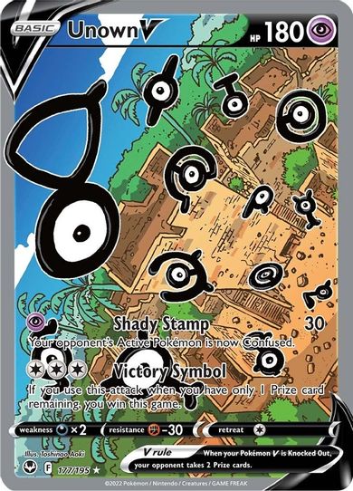 Unown V (Alternate Full Art) (177/195) [Sword & Shield Silver Tempest] (Heavily Played Holofoil)