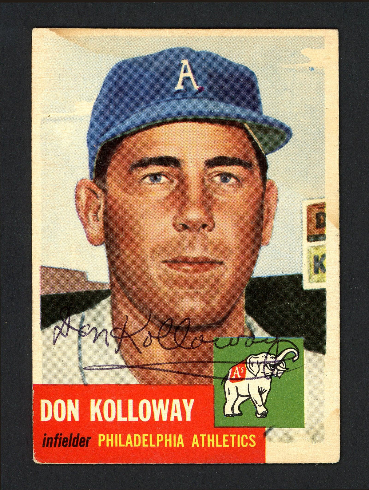 Don Kolloway Autographed 1953 Topps Card #97 Philadelphia A's SKU #164280