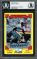 Rod Carew Autographed 1982 Topps Drakes Card #6 California Angels Beckett BAS #12753705