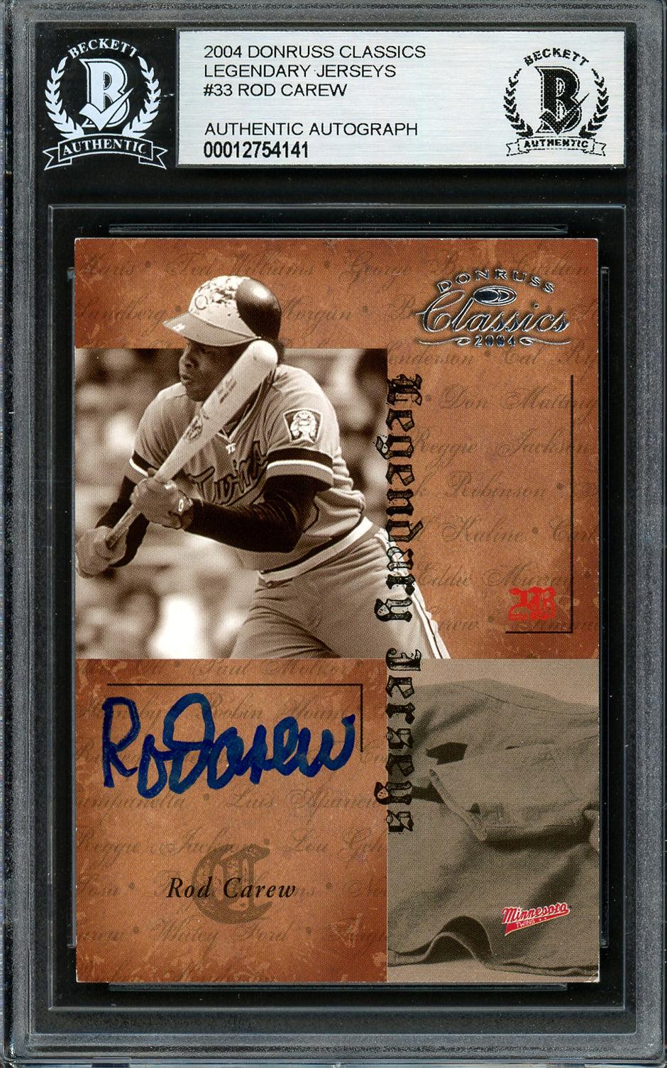 Rod Carew Autographed 2004 Donruss Classics Card #LJ-33 Minnesota Twins Beckett BAS #12754141