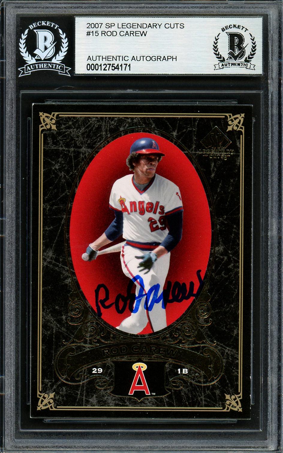 Rod Carew Autographed 2007 SP Legendary Cuts Card #15 California Angels Beckett BAS #12754171