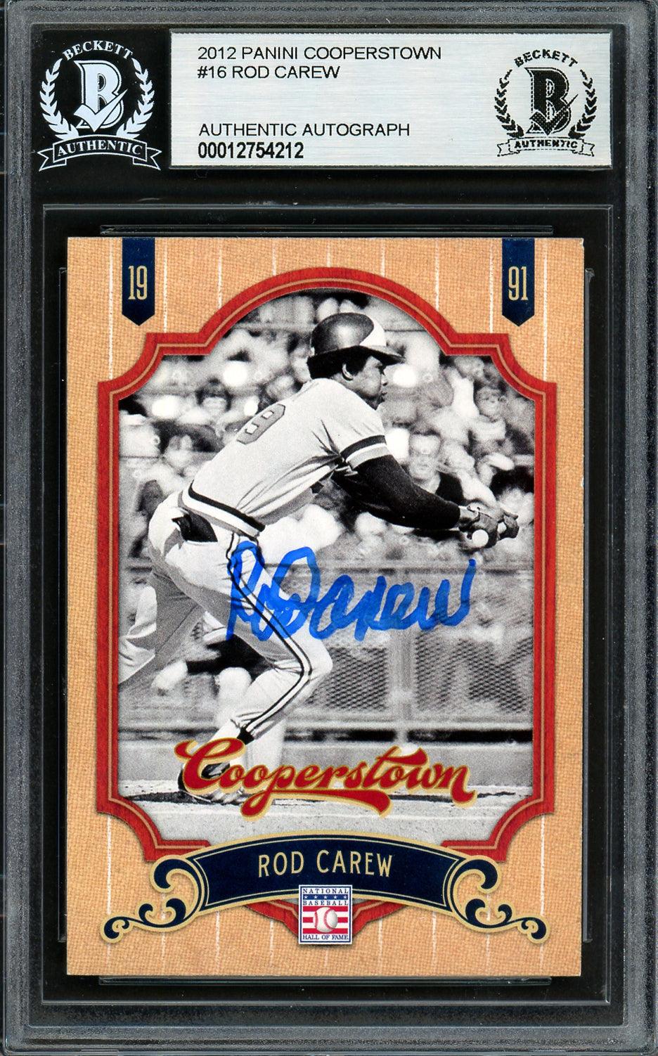 Rod Carew Autographed 2012 Panini Cooperstown Card #16 Minnesota Twins Beckett BAS #12754212
