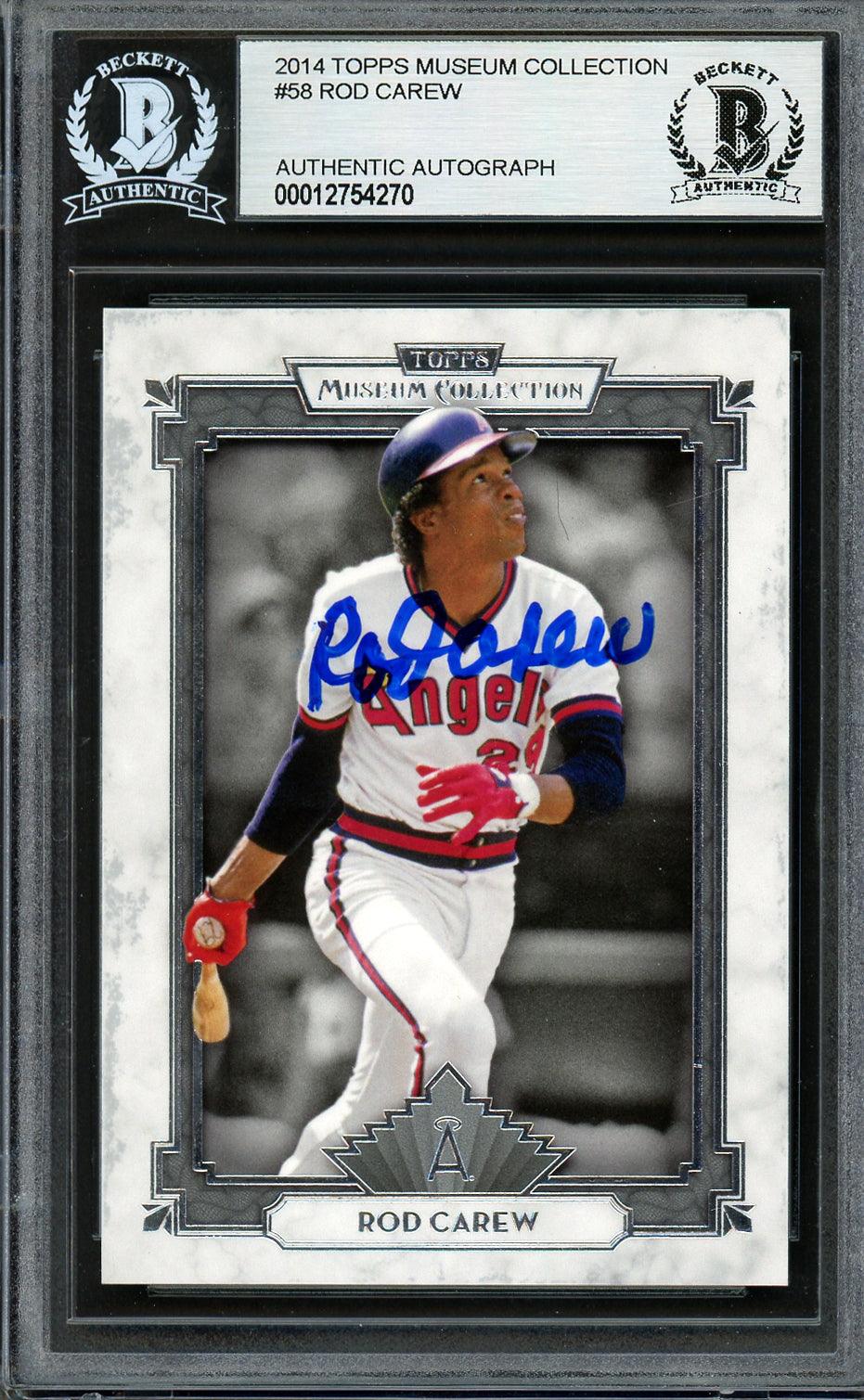 Rod Carew Autographed 2014 Topps Museum Collection Card #58 California Angels Beckett BAS #12754270