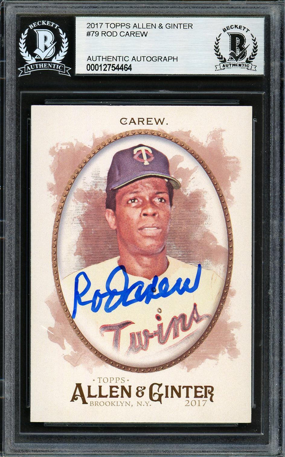 Rod Carew Autographed 2017 Topps Allen & Ginter Card #79 Minnesota Twins Beckett BAS #12754464