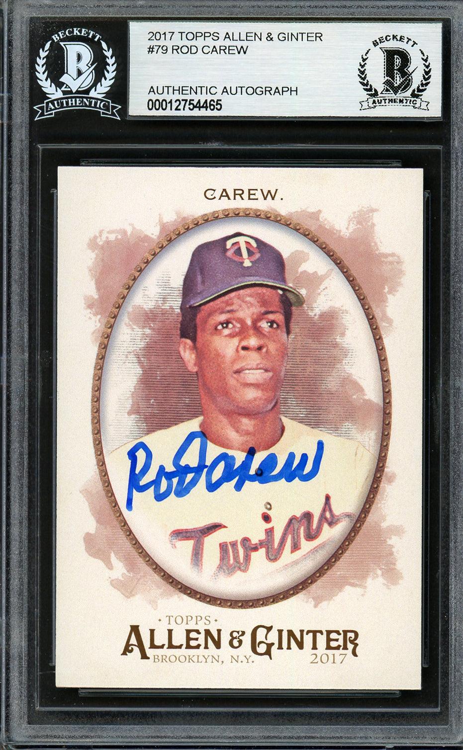 Rod Carew Autographed 2017 Topps Allen & Ginter Card #79 Minnesota Twins Beckett BAS #12754465