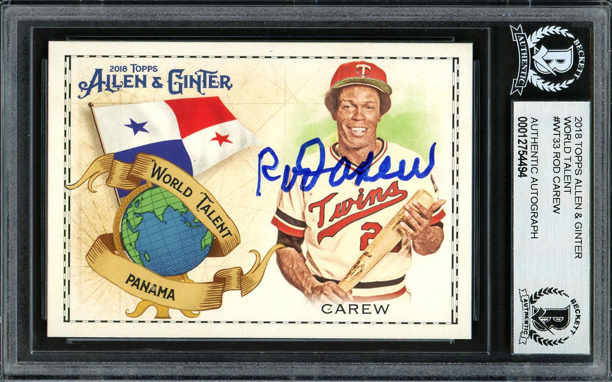 Rod Carew Autographed 2018 Topps Allen & Ginter World Talent Card #WT-33 Minnesota Twins Beckett BAS #12754494