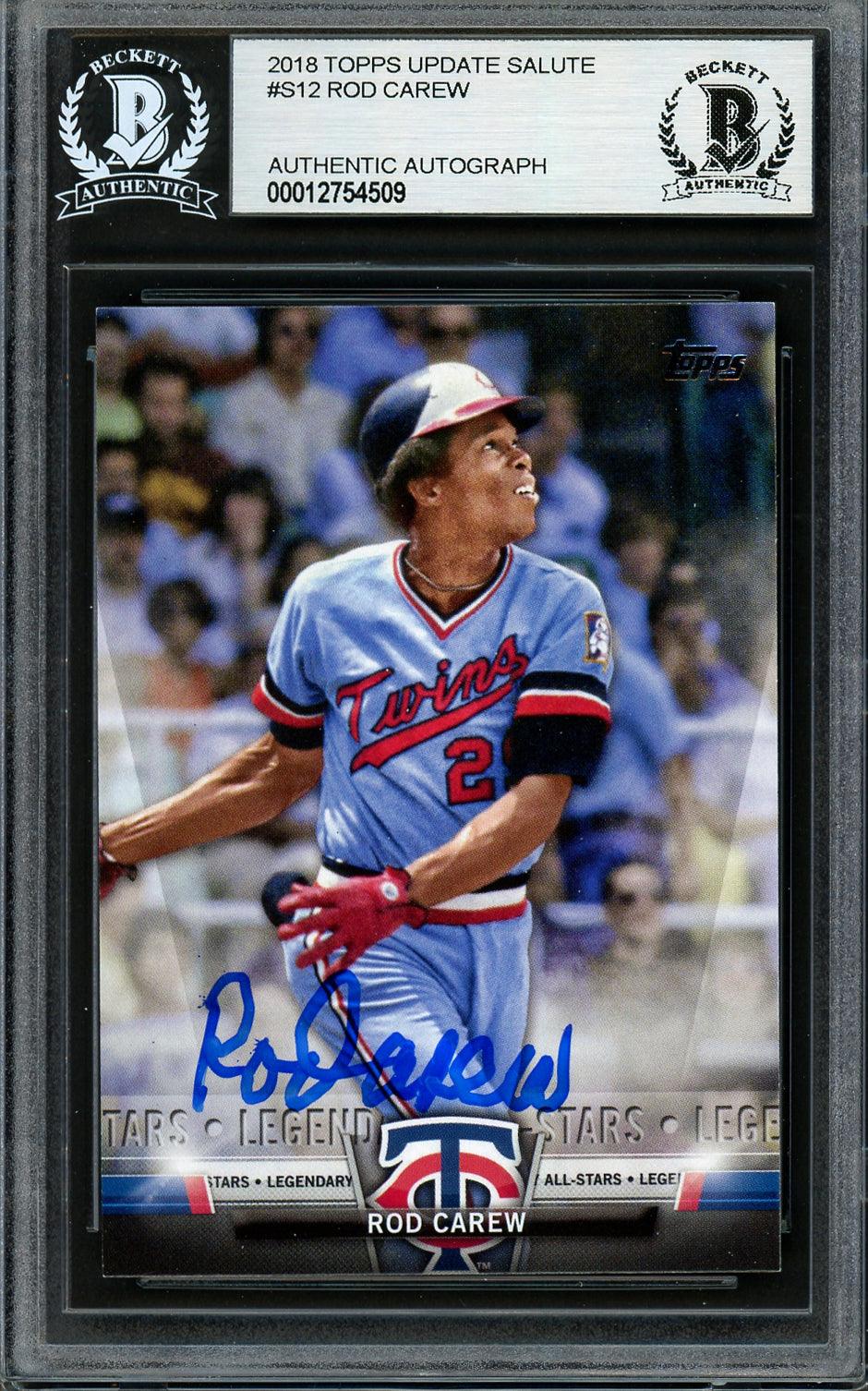 Rod Carew Autographed 2018 Topps Legendary All Stars Card #S-12 Minnesota Twins Beckett BAS #12754509