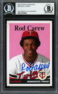 Rod Carew Autographed 2019 Topps Archives Card #66 Minnesota Twins Beckett BAS Stock #193418