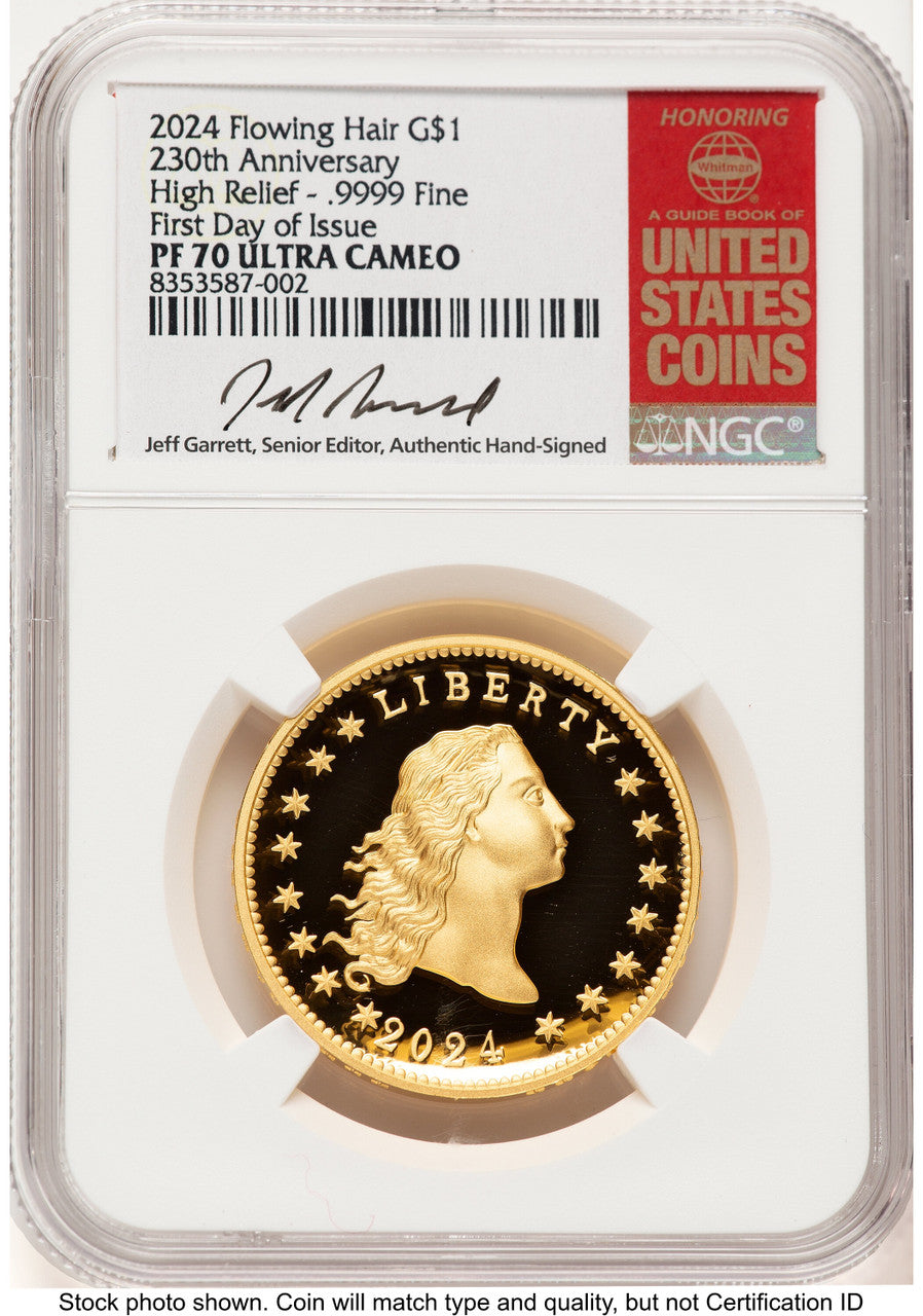2024-(W) Gold 230th Anniversary Flowing Hair Medal FDI Jeff Garrett Red Book NGC PF70