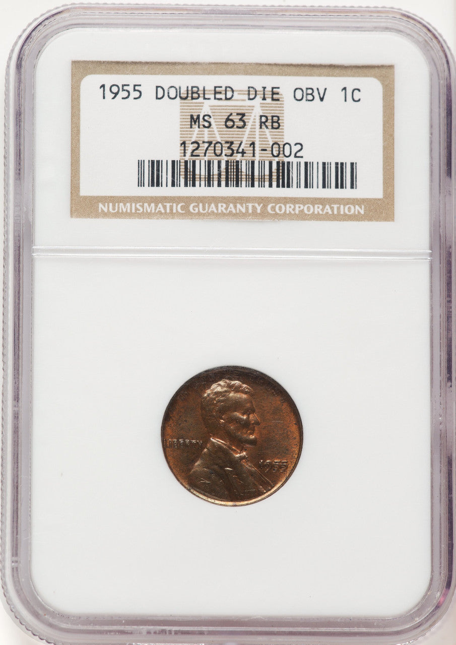 1955 Doubled Die Obverse RB Lincoln Cent NGC MS63