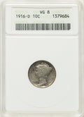 1916-D 10C Mercury Dime ANACS VG8