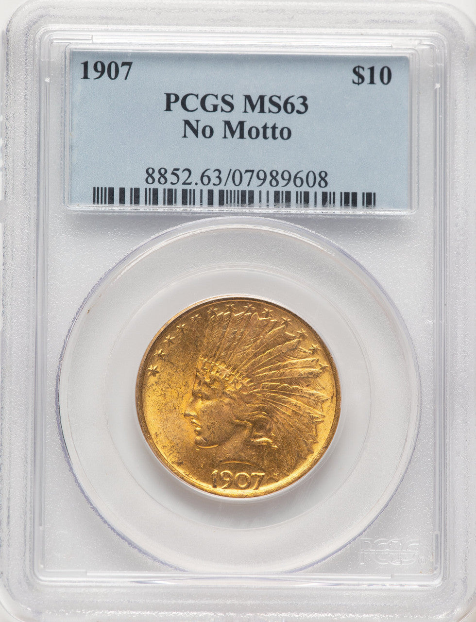 1907 $10 No Motto Indian Eagle PCGS MS63 (507342003)