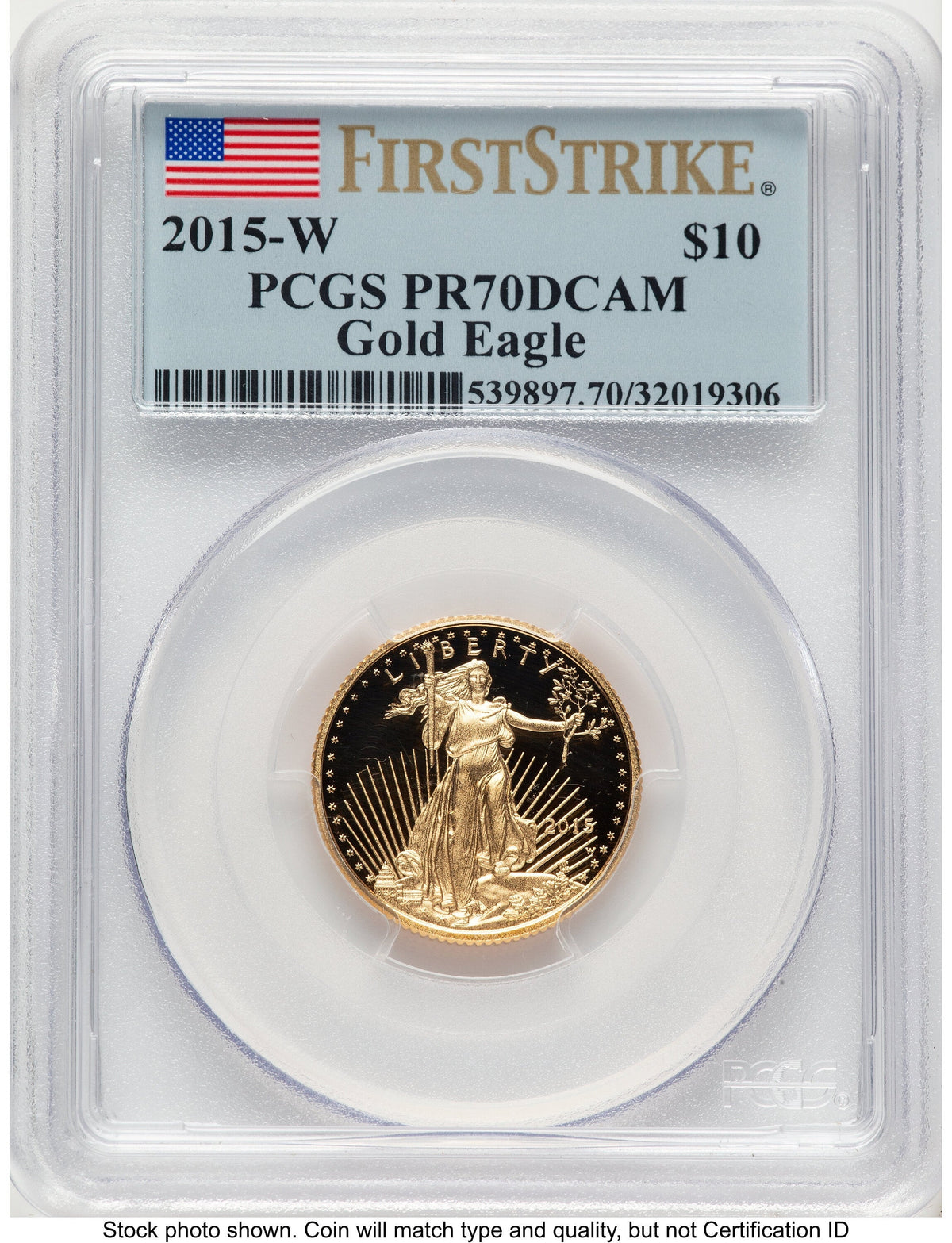 2015-W Proof Gold Eagle 1/4 oz FS Flag PCGS PR70