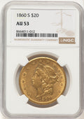 1860-S $20 Liberty Double Eagle NGC AU53
