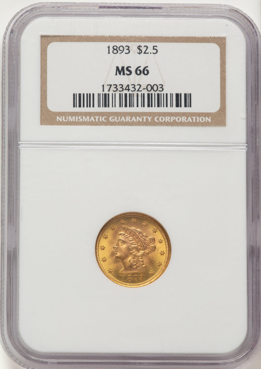 1893 $2.50 Liberty Quarter Eagle NGC MS66