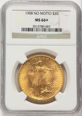 1908 $20 NO MOTTO Saint-Gaudens Double Eagle NGC MS66+