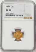 1857 G$1 Gold Dollar NGC AU58