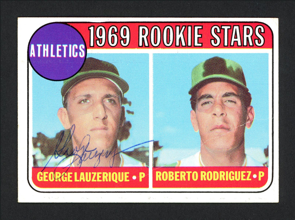 George Lauzerique Autographed 1969 Topps Rookie Card #358 Oakland A's SKU #162100