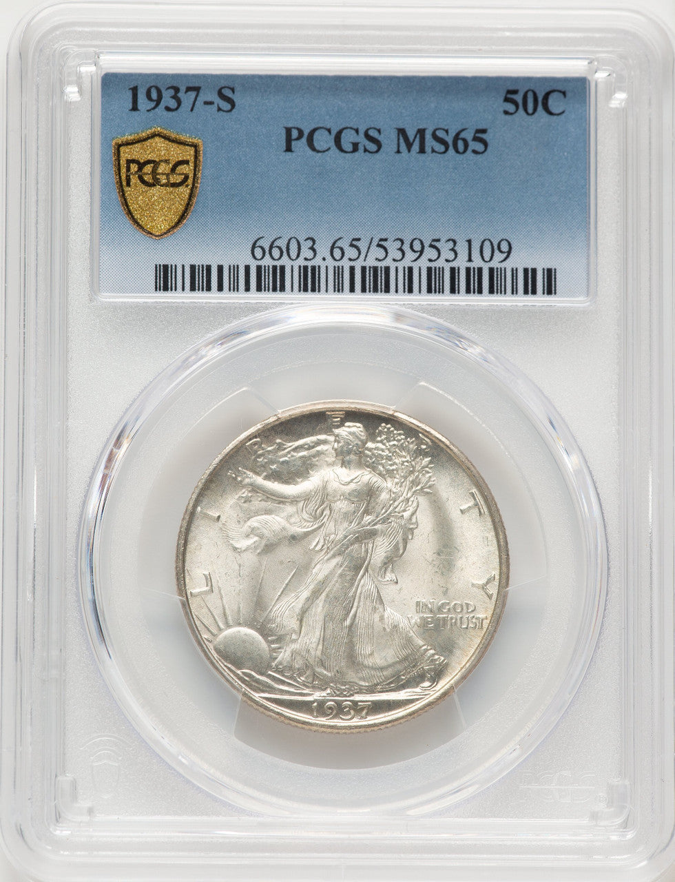 1937-S 50C Walking Liberty Half Dollar PCGS MS65 (522320048)