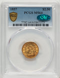 1857 $2.50 CAC Liberty Quarter Eagle PCGS MS64