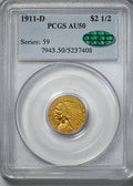 1911-D Indian Head Gold Quarter Eagle $2.50 PCGS AU50 CAC - Strong D