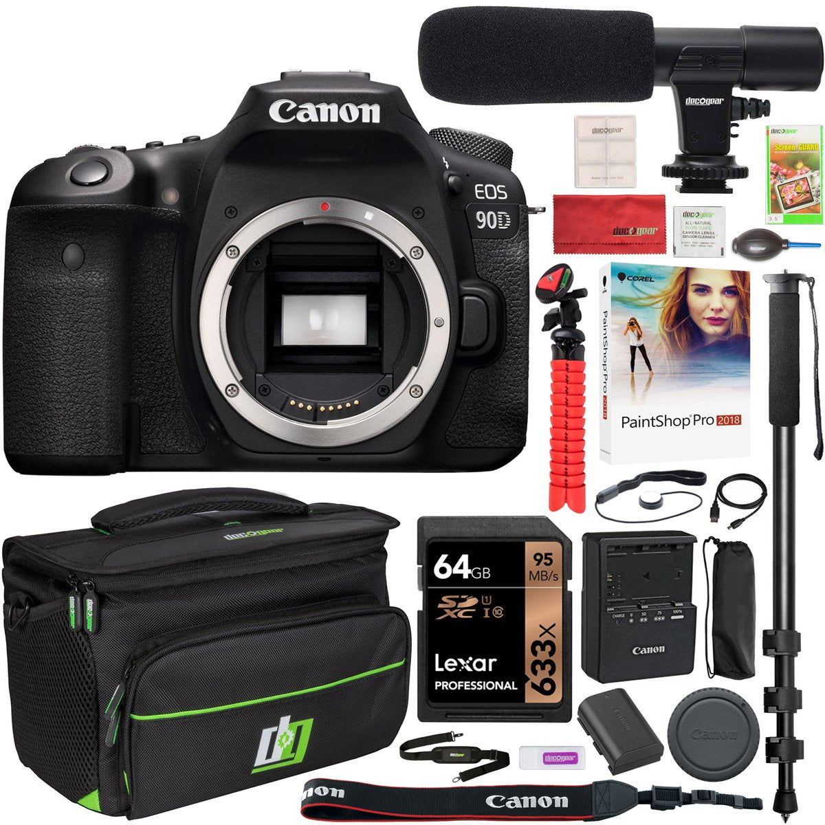 Canon EOS 90D DSLR Digital SLR Camera Body Deluxe Case & Accessory Kit Bundle