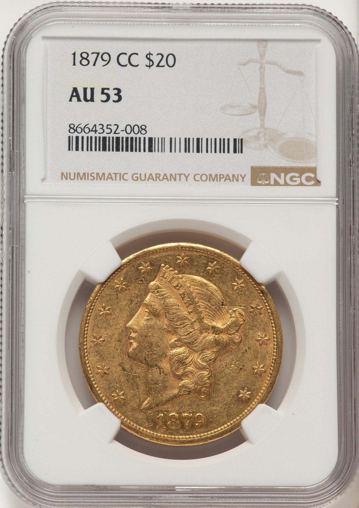 1879-CC $20 Liberty Double Eagle NGC AU53