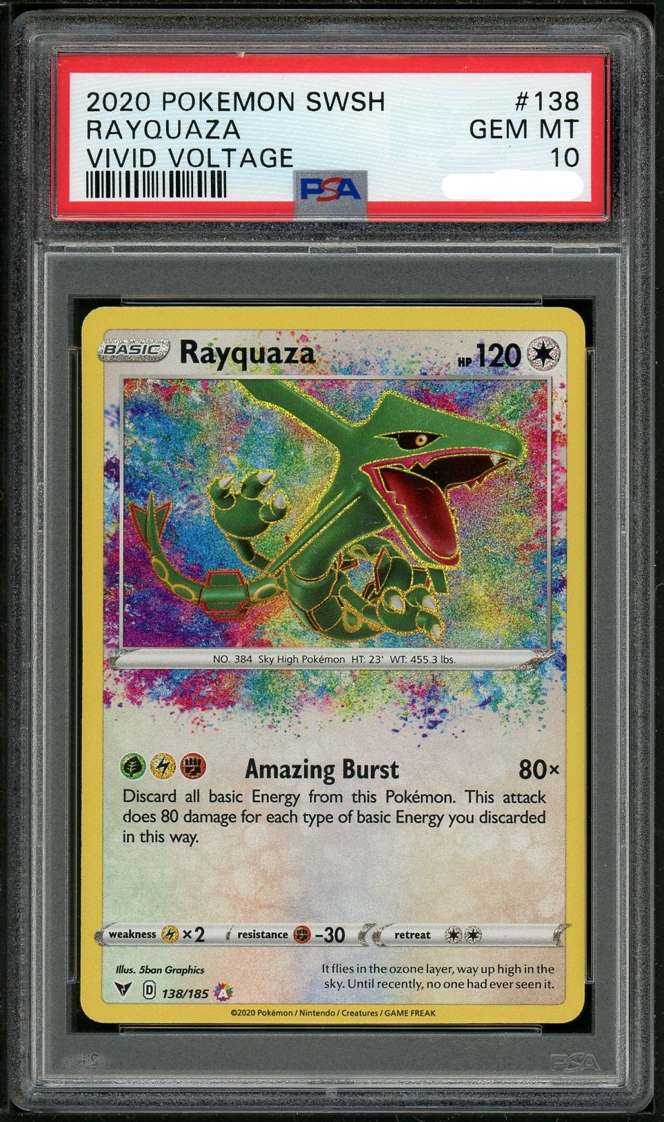 PSA (Gem MT 10) Rayquaza #138 - Pokemon Sword & Shield Vivid Voltage