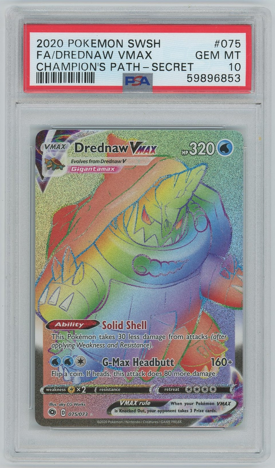 PSA (Gem MT 10) Fa/drednaw Vmax #075 - Pokemon Sword & Shield Champion'S Path (#59896853)
