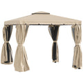 10' x 13' Soft-top Gazebo with Polyester Curtains & Mesh Screens, Khaki