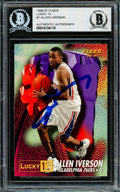 Allen Iverson Autographed 1996-97 Fleer Lucky 13 Rookie Card #1 Philadelphia 76ers Beckett BAS #14134119