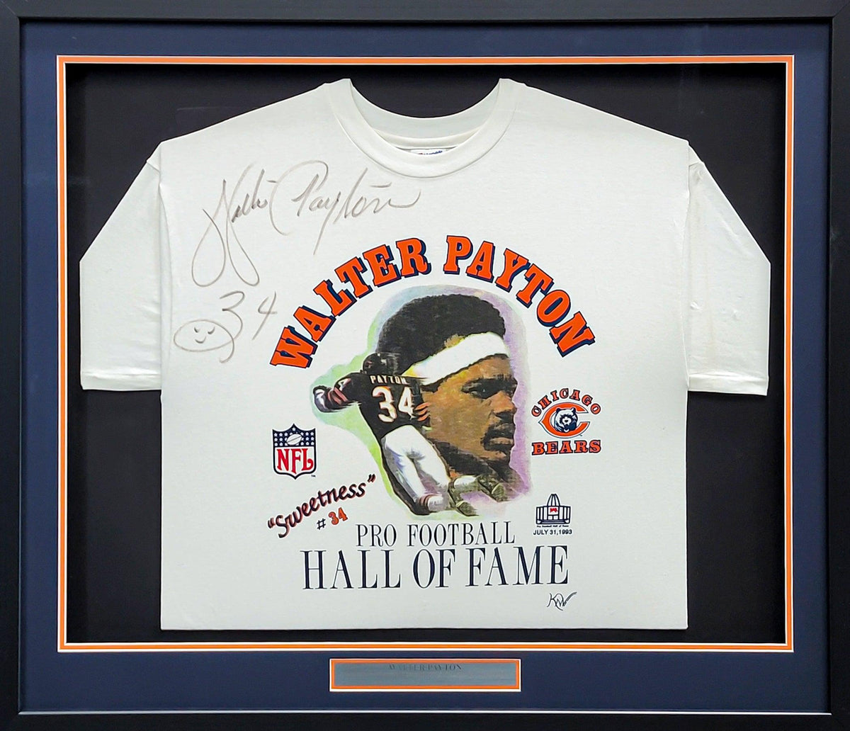 Chicago Bears Walter Payton Autographed Framed White Hall Of Fame Shirt PSA/DNA #AG04486