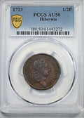 1723 Hibernia Colonial Half Penny 1/2P PCGS AU50 - TONED!