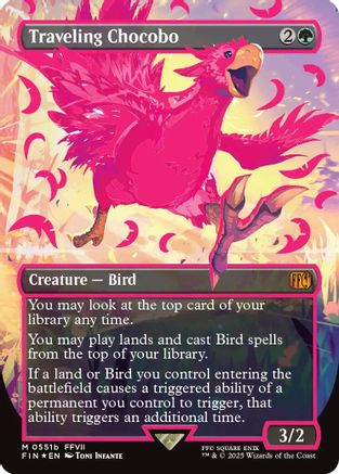 Traveling Chocobo (Borderless) (Neon Ink Pink) (FIN-511B) - FINAL FANTASY Foil (Near Mint)