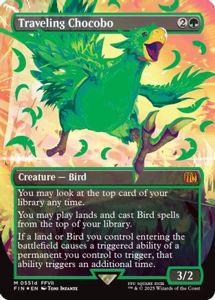 Traveling Chocobo (Borderless) (Neon Ink Green) (FIN-511D) - FINAL FANTASY Foil (Near Mint)