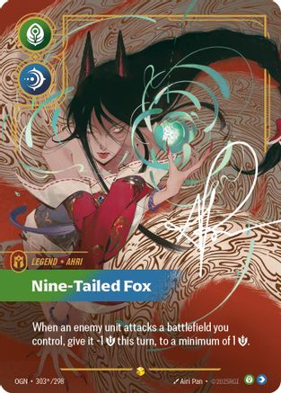 Ahri - Nine-Tailed Fox (Signature) (303*/298) - Origins Foil (Lightly Played)