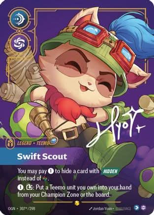 Teemo - Swift Scout (Signature) (307*/298) - Origins Foil (Heavily Played)