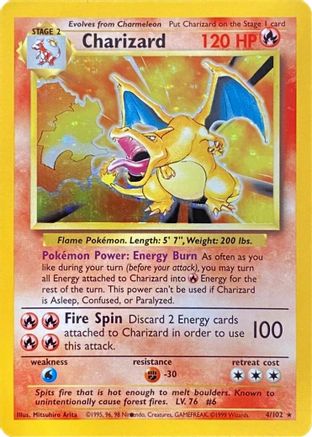 Charizard (Black Dot Error) 4 - Base Set Holofoil (Near Mint)