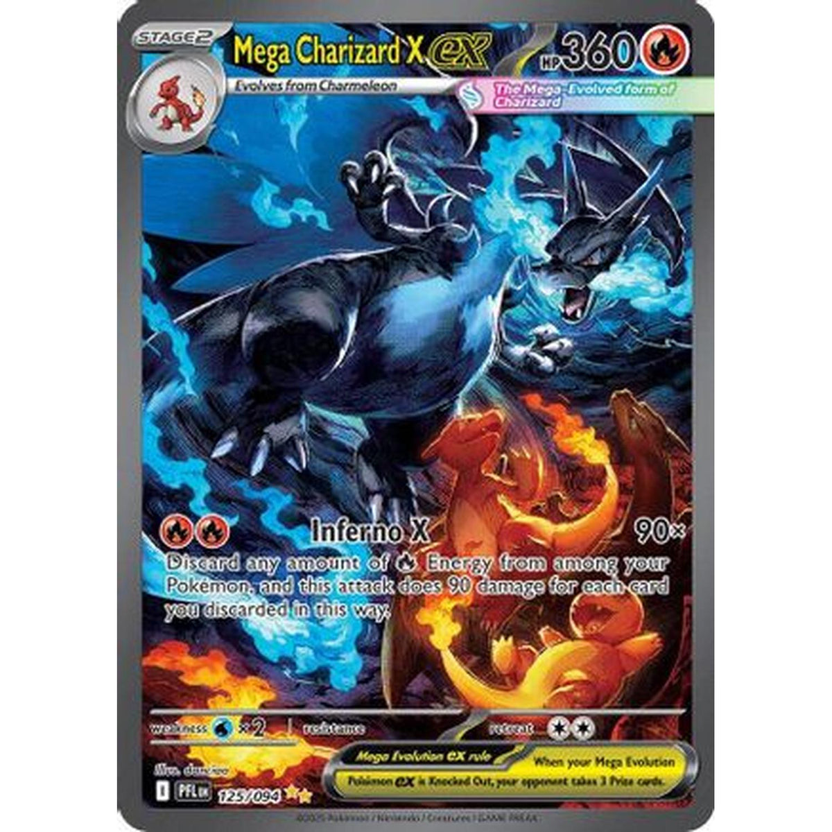 Mega Charizard X ex 125/094 [ME02 Phantasmal Flames]  - Holofoil (Heavily Played Holofoil)