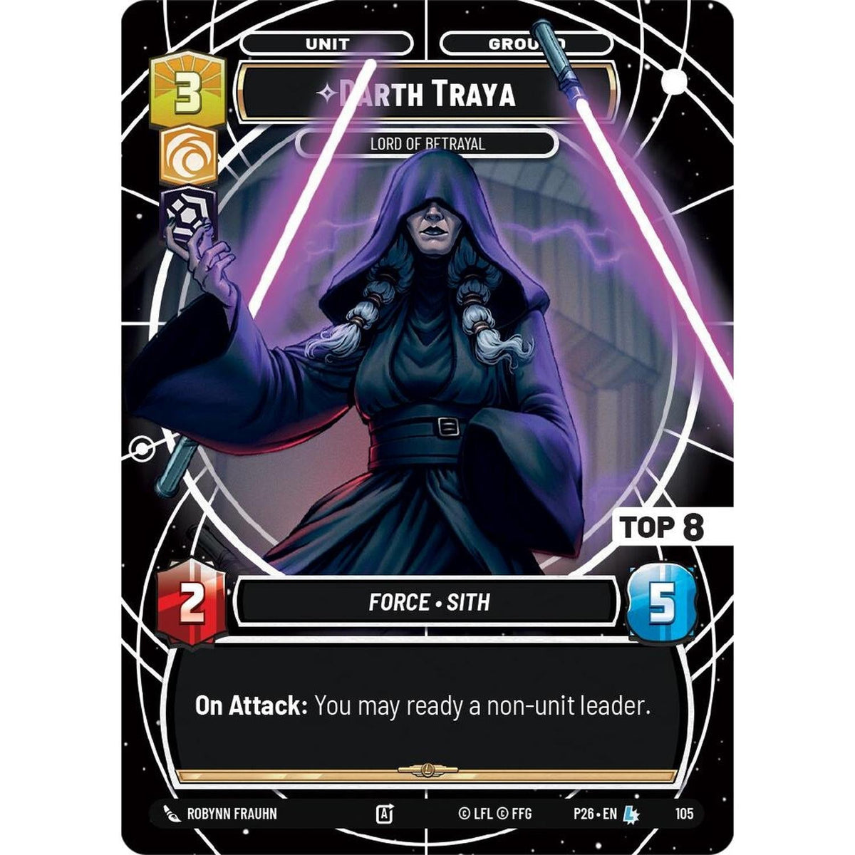 Darth Traya - Lord of Betrayal (Top 8) (105) (105) [Sector and Regional Promos: Season 1] (HP Foil)