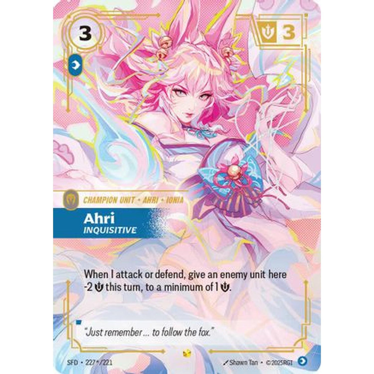 Ahri - Inquisitive (Signature) (227*/221) [Spiritforged] Foil (Moderately Played)