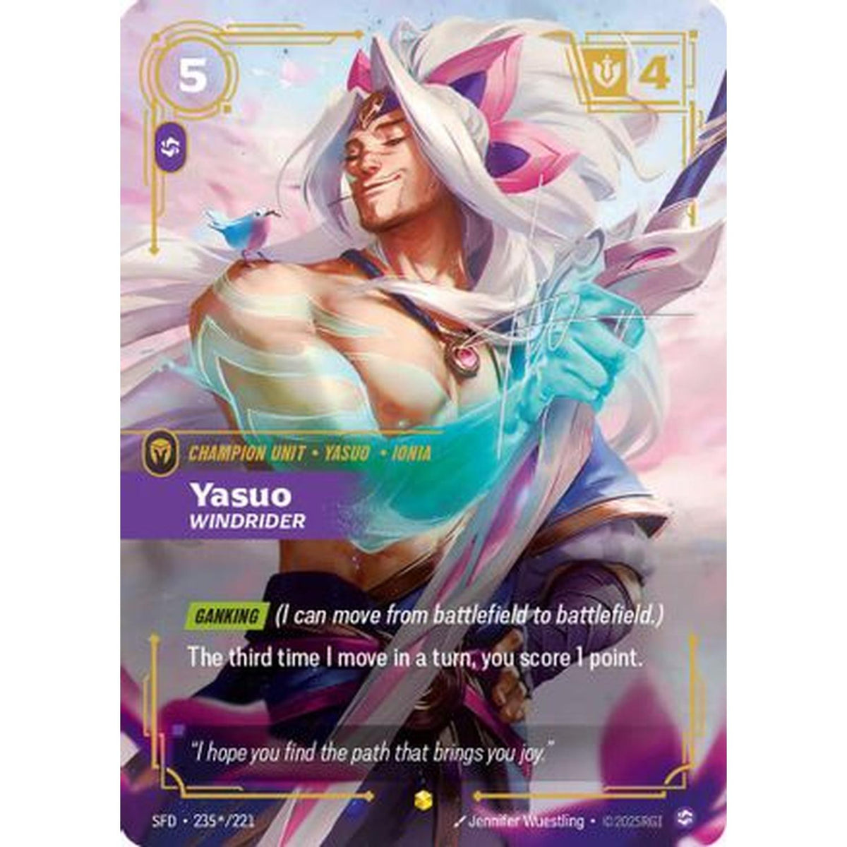 Yasuo - Windrider (Signature) (235*/221) [Spiritforged] Foil (Near Mint)