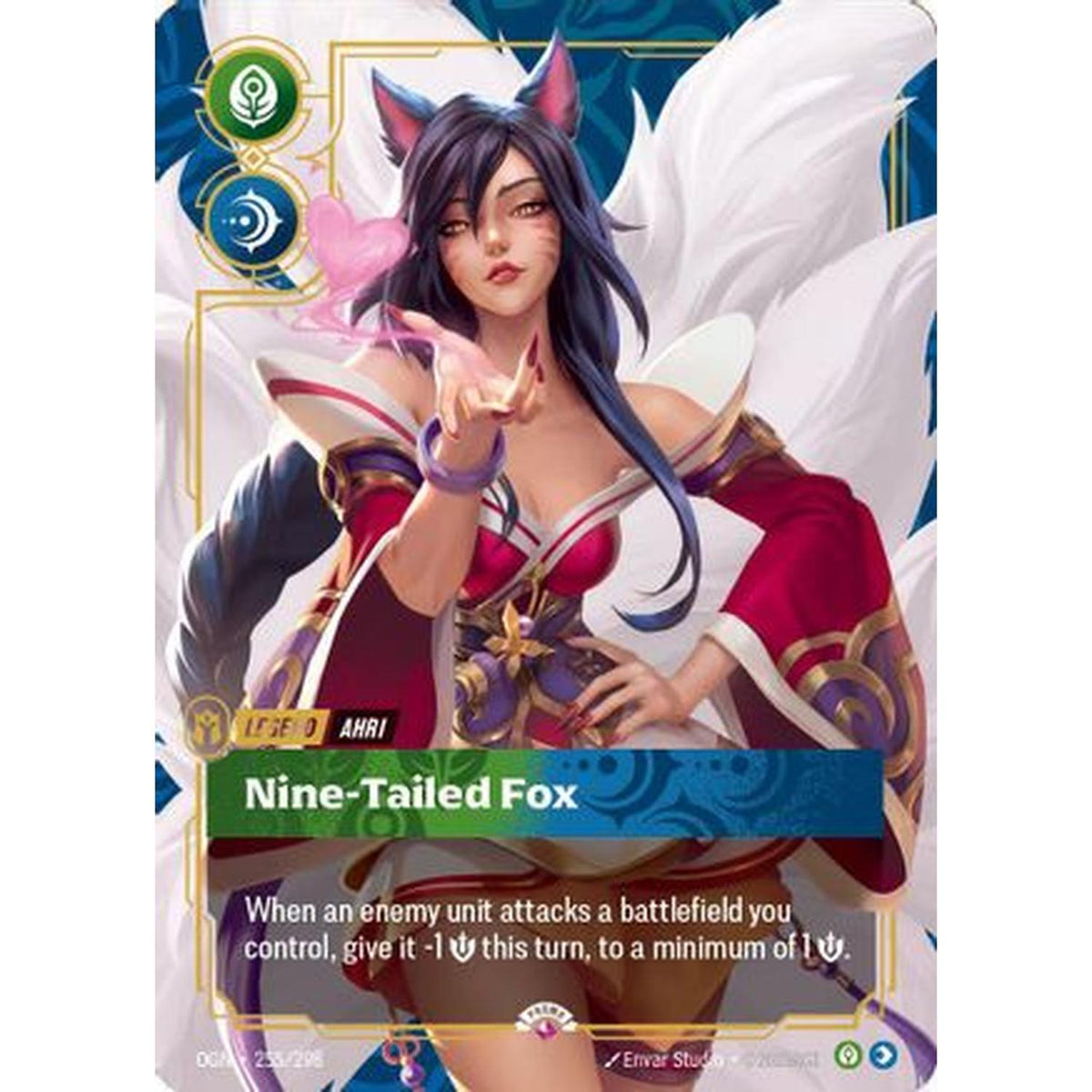 Ahri - Nine-Tailed Fox (Metal) (255/298) [Riftbound Organized Play Promotional Cards] Foil (Near Mint)