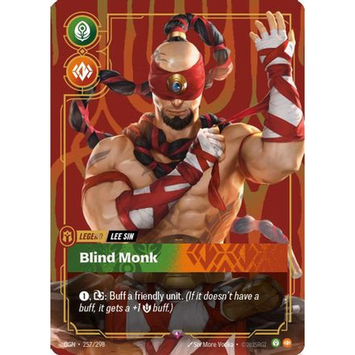 Lee Sin - Blind Monk (Metal) (257/298) [Riftbound Organized Play Promotional Cards] Foil (Heavily Played)